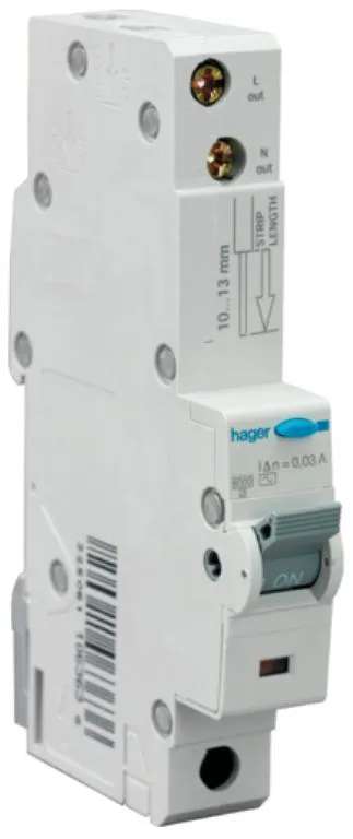 Hager ADA160U RCBO SP A C 10A 30mA 6kA