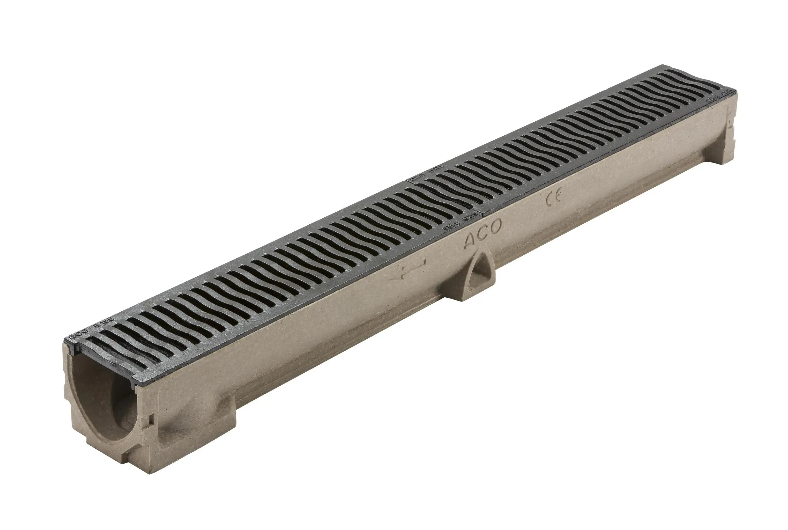 Drainage Channel & Cast Iron Grating (B125) 118 x 97 x 1000mm