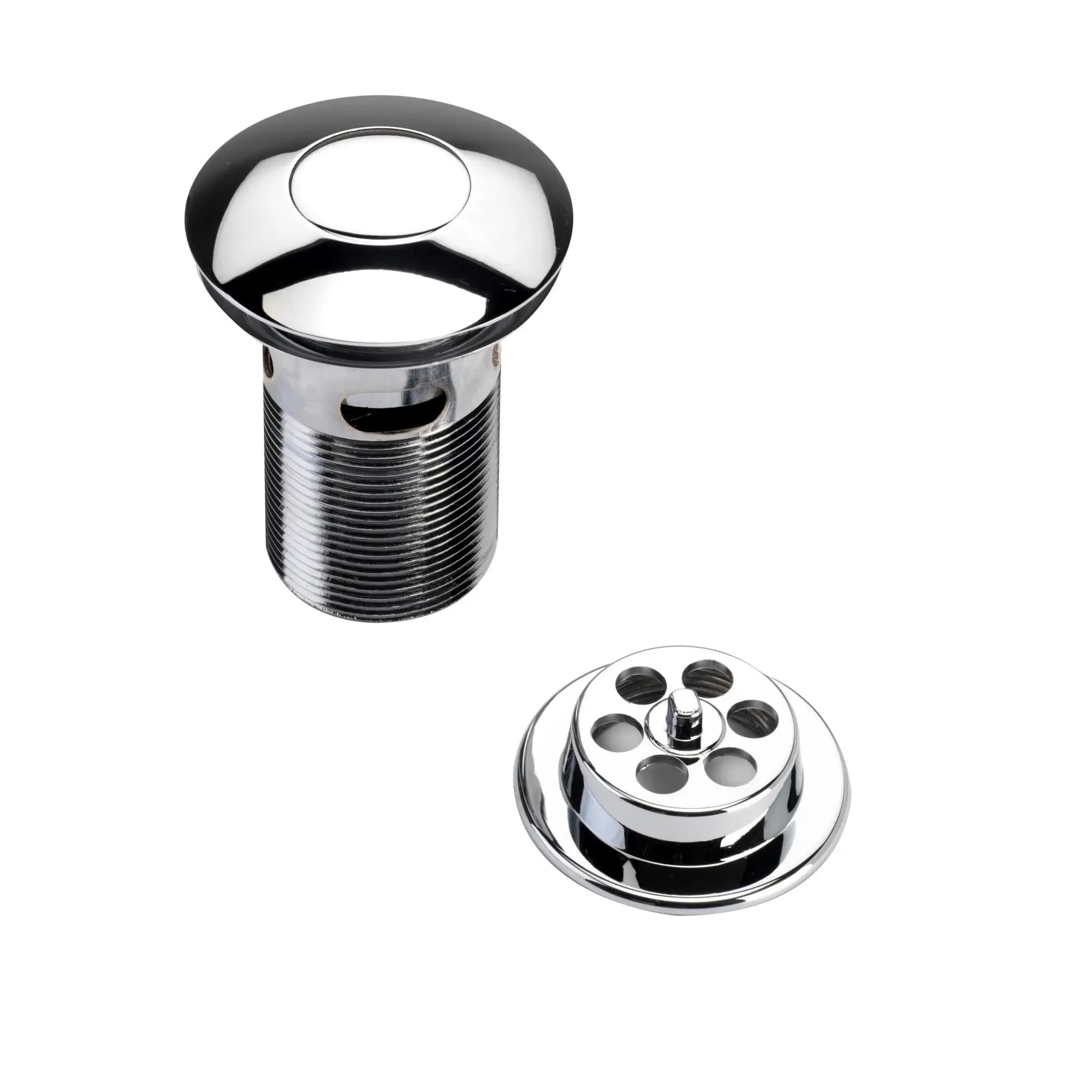 Round Push Button Bath Waste, Slotted