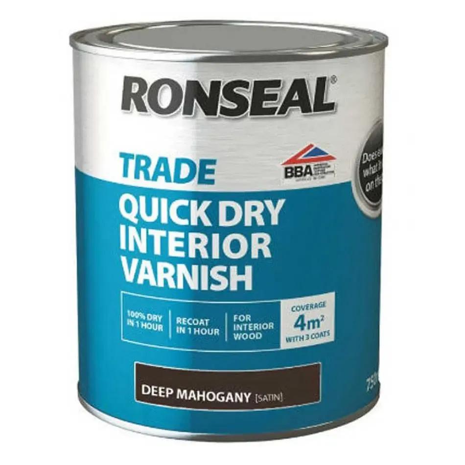 Ronseal Trade Quick Dry Interior Varnish Deep Mahogany 750ml