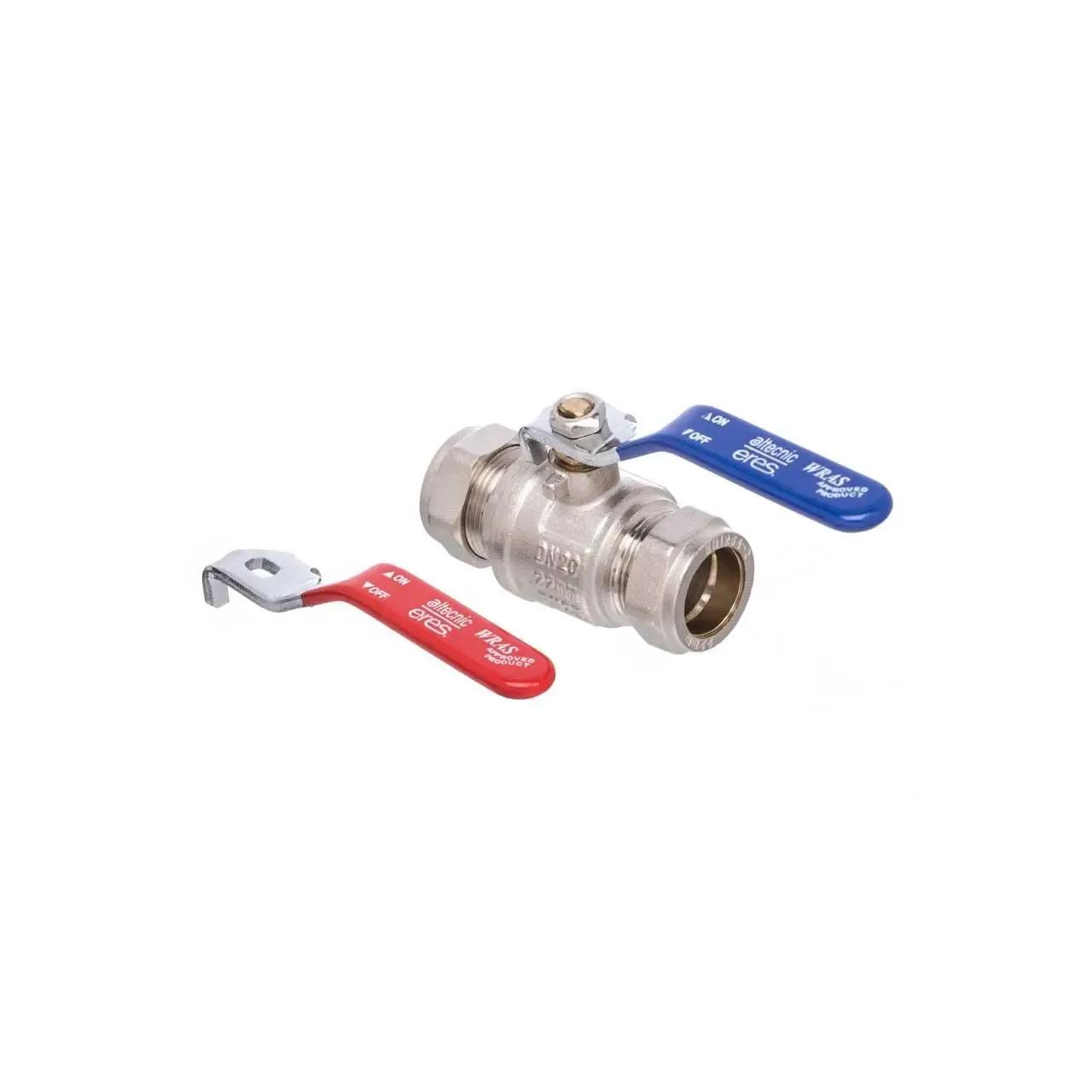 15mm Ball Valve with Eres Lever, Red & Blue Handle, Full Bore