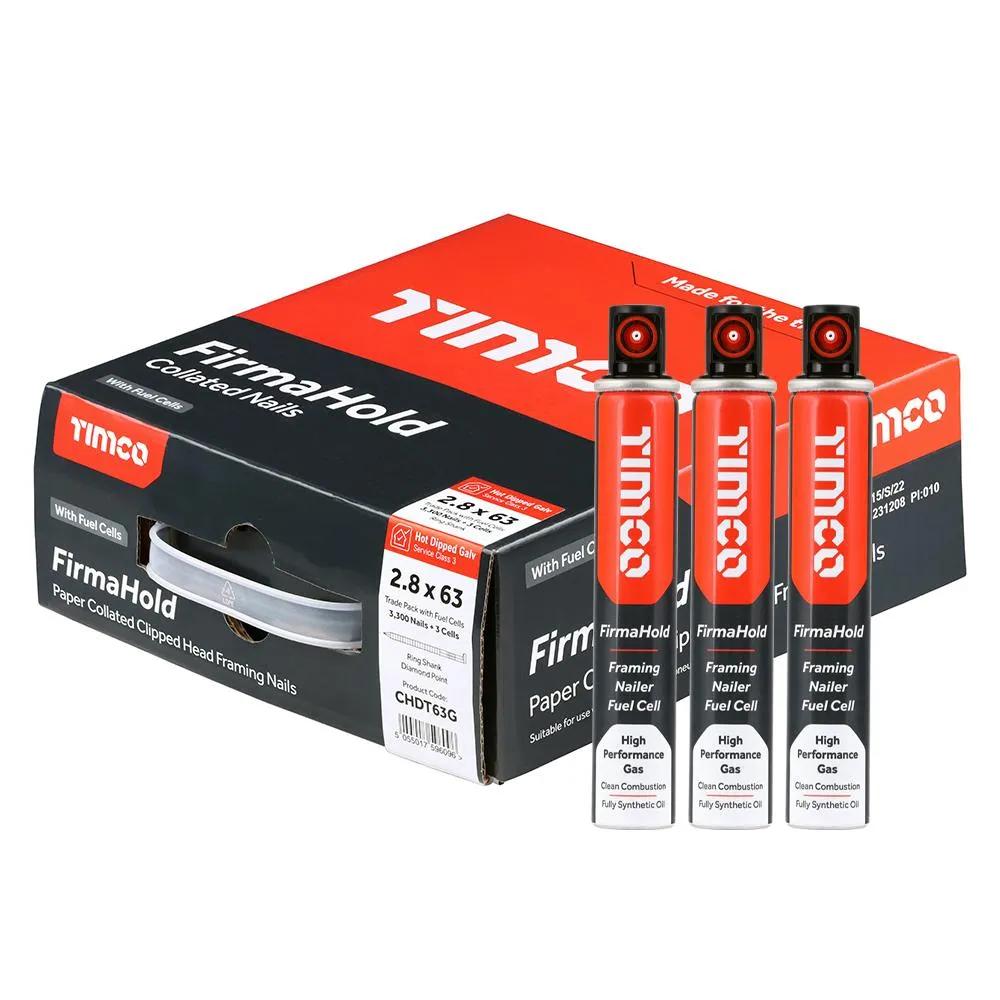 Collated Clipped Head Ring Shank Nails/Fuel 2.8 x 63mm Class 3 HDG (3300+3)