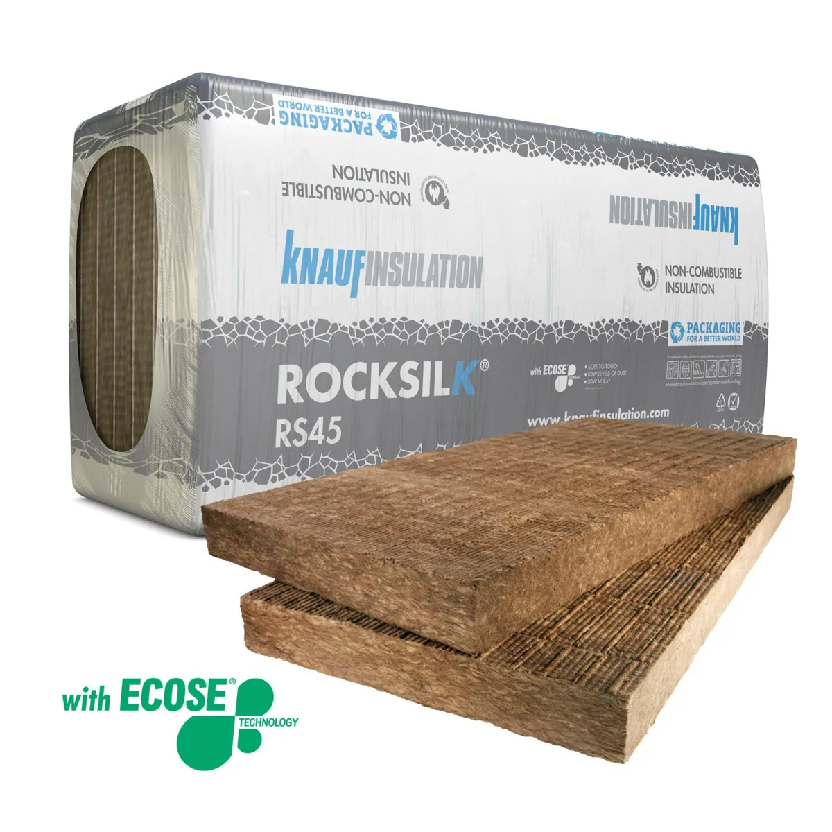 Knauf Rocksilk® RS45 75mm – 600mm x 1200mm (4.32m²)