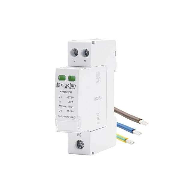 Click Elucian 40kA 275Uc (V-) Double Pole Type 2 SPD with Tails CU1SPD275T
