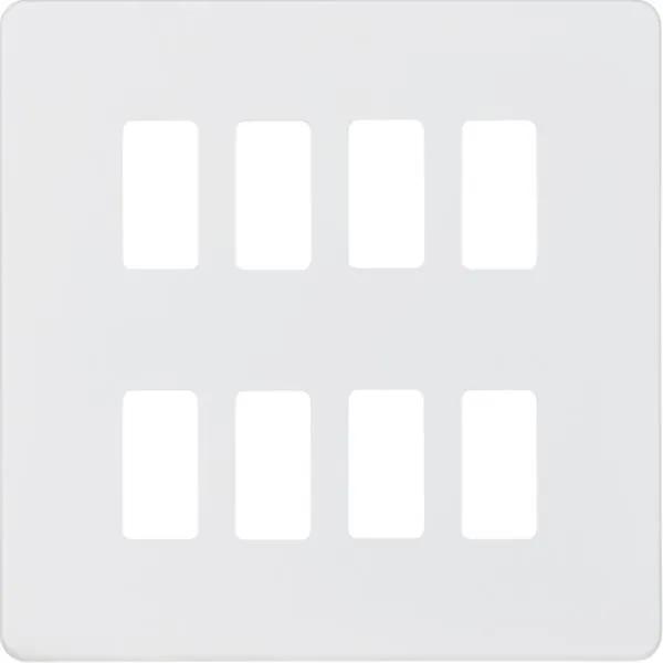 Screwless 8G grid faceplate – matt white (White)