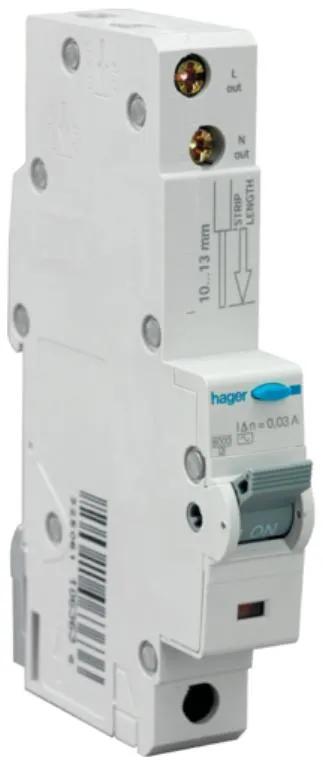 Hager ADA166U RCBO SP A C 16A 30mA 6kA