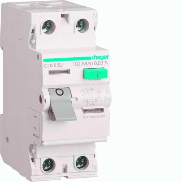 Hager CD285U RCCB DP Type A 100A 30mA
