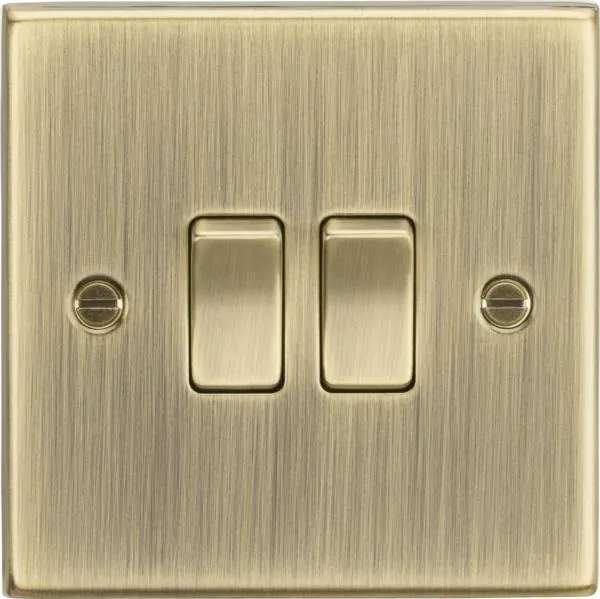2 Gang 2 Way Switch – Square Edge Antique Brass