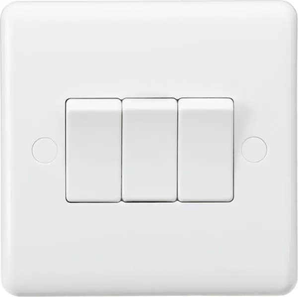 Curved Edge 10AX 3G 2-Way Switch (White)
