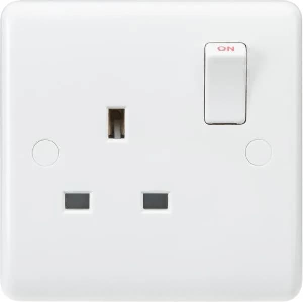 Curved Edge 13A 1G DP Switched Socket (White)