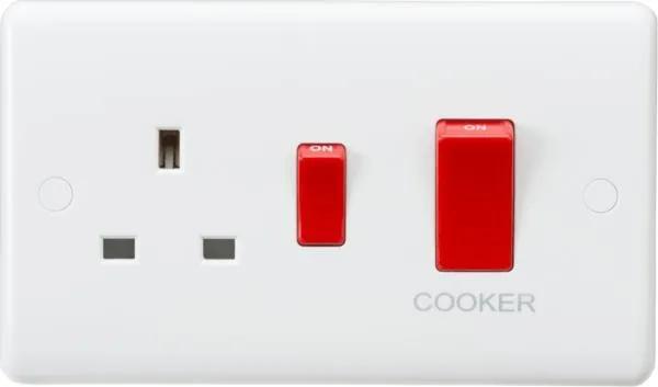 Curved Edge 45A DP Switch and 13A Switched Socket (White)