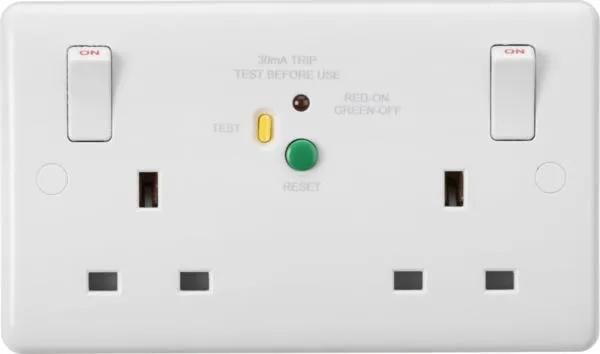 13A 2G DP RCD Switched Socket – 30mA (Type A) (White)