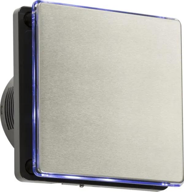 100mm/4 inch LED Backlit Extractor Fan with Overrun Timer – Black and Stainless Steel (Black Steel)
