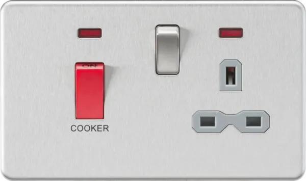 Socket with neons brushed chrome with grey insert (Brushed Chrome Grey)