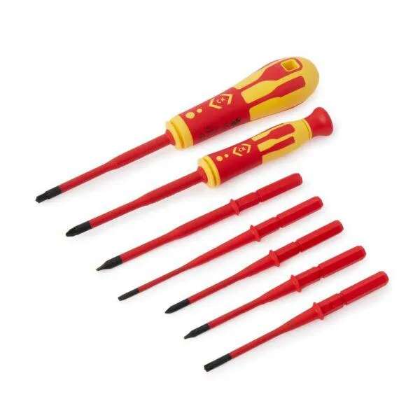 1000V VDE Interchangeable Slim Bladed Screwdriver Set T4925