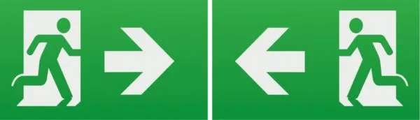Running Man Legend (kit of 2) with Left/Right Facing Arrow for EMEXIT / EMLREC / EMLSUS / EMXST