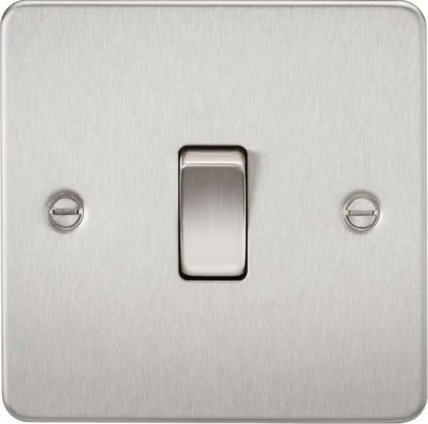 Flat Plate 10AX 1G 2 Way Switch – Brushed Chrome