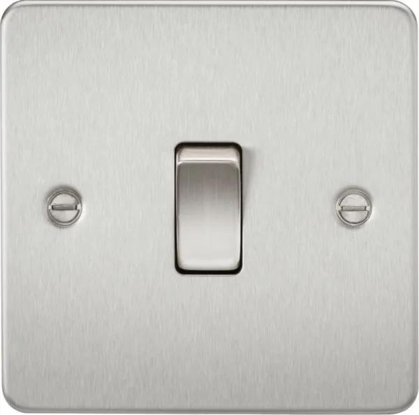 Flat Plate 10AX 1G 2 Way Switch – Brushed Chrome