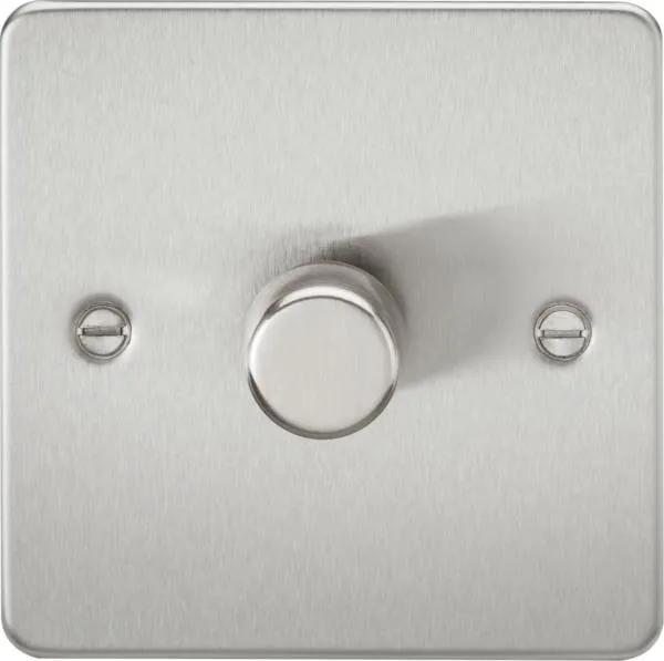 Flat Plate 1G 2 way 10-200W (5-150W LED) trailing edge dimmer – Brushed Chrome (Brushed Chrome)