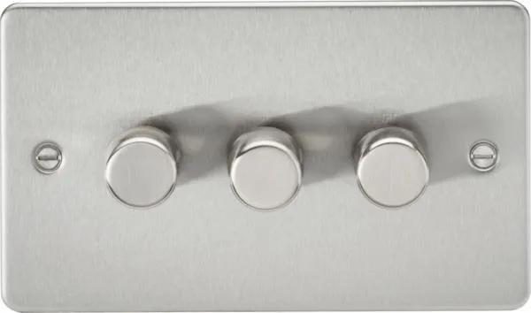 Flat Plate 3G 2 way 10-200W (5-150W LED) trailing edge dimmer – Brushed Chrome (Brushed Chrome)