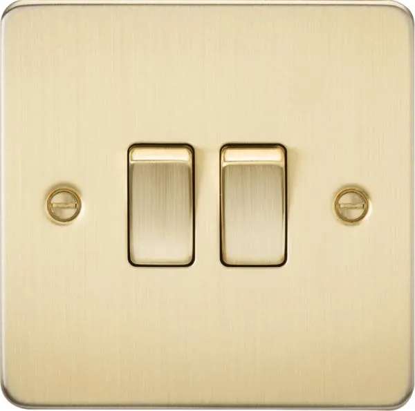 Flat Plate 10AX 2G 2-way switch – brushed brass (Brushed Brass)