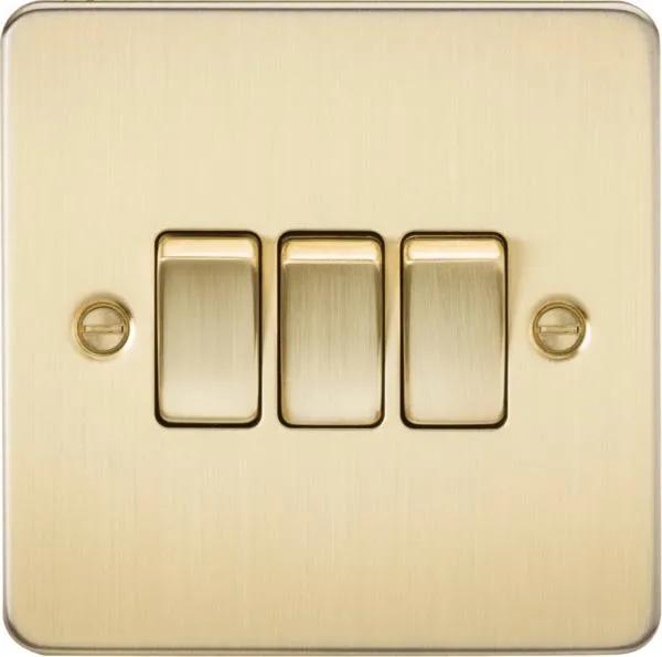 Flat Plate 10AX 3G 2-way switch – brushed brass (Brushed Brass)