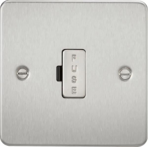 Flat Plate 13A fused spur unit – brushed chrome (Brushed Chrome)