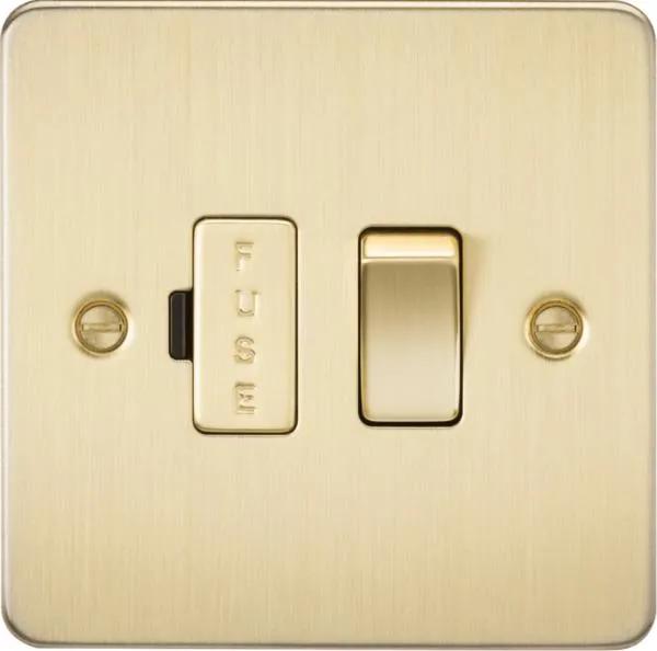 Flat Plate 13A switched fused spur unit – brushed brass (Brushed Brass)
