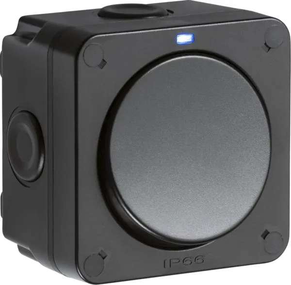 Weatherproof IP66 20AX 1G SP 2-way switch – Black