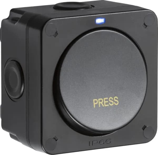 IP66 20AX 1G 1-way retractive switch – Black
