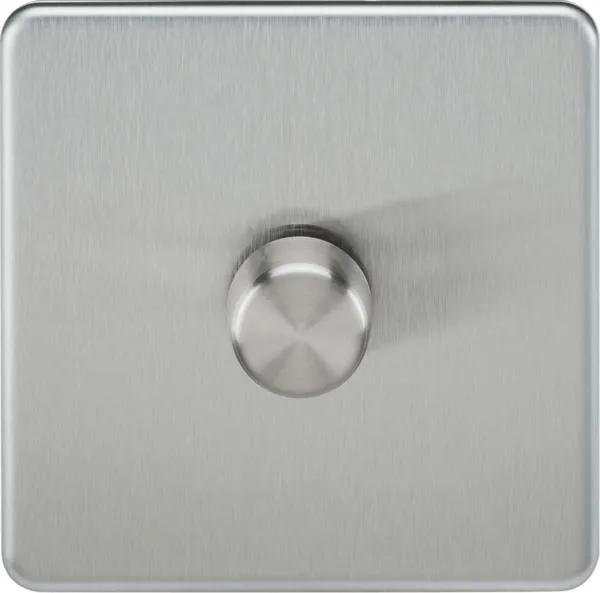 Screwless 1G 2-way 10-200W (5-150W LED) trailing edge dimmer – Brushed Chrome (Brushed Chrome)