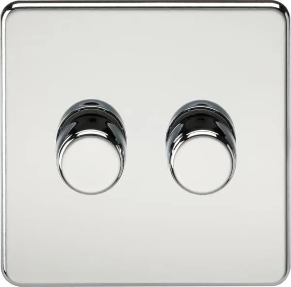 Screwless 2G 2-way 10-200W (5-150W LED) trailing edge dimmer – Polished Chrome (Polished Chrome)