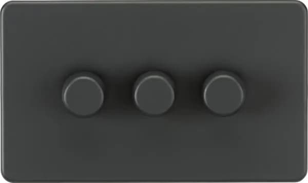 Screwless 3G 2-way 10-200W (5-150W LED) trailing edge dimmer – Anthracite