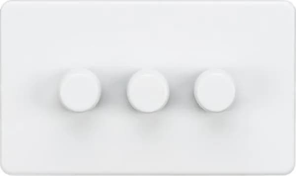 Screwless 3G 2-way 10-200W (5-150W LED) trailing edge dimmer – Matt White (White)