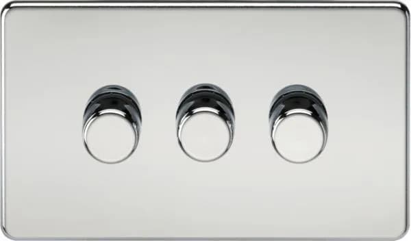 Screwless 3G 2-way 10-200W (5-150W LED) trailing edge dimmer – Polished Chrome (Polished Chrome)