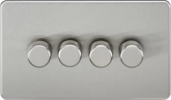 Screwless 4G 2-way 10-200W (5-150W LED) trailing edge dimmer – Brushed Chrome (Brushed Chrome)