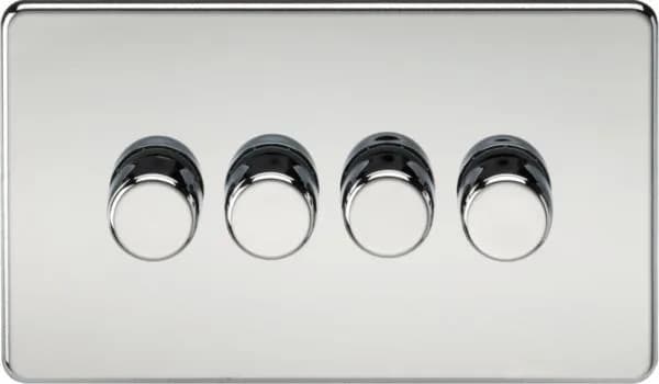 Screwless 4G 2-way 10-200W (5-150W LED) trailing edge dimmer – Polished Chrome (Polished Chrome)