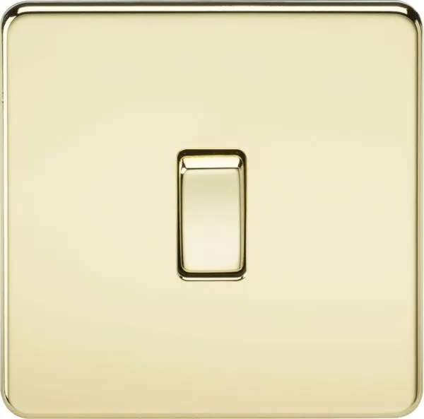 Screwless 10AX 1G 2-Way Switch – Polished Brass