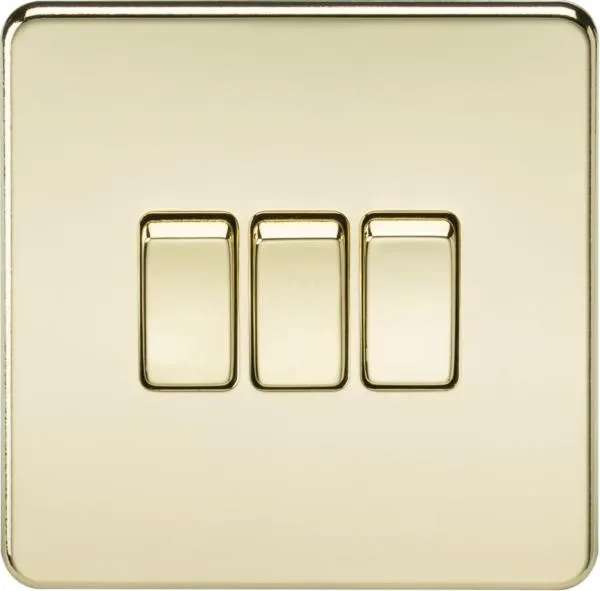 Screwless 10AX 3G 2-Way Switch – Polished Brass