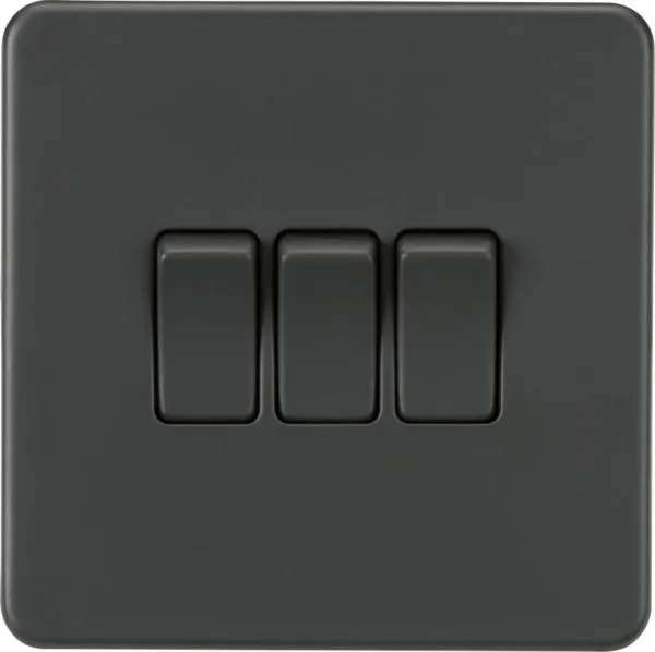 Screwless 10AX 3G 2-Way Switch – Anthracite