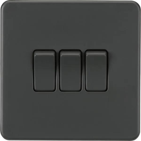 Screwless 10AX 3G 2-Way Switch – Anthracite
