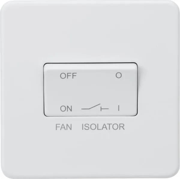 Screwless 10AX 3 pole fan isolator switch – Matt white (White)