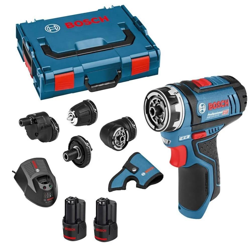 Bosch GSR12V-15 12v 2 x 2.0ah Li-ion FlexiClick Drill Driver L-Boxx Kit