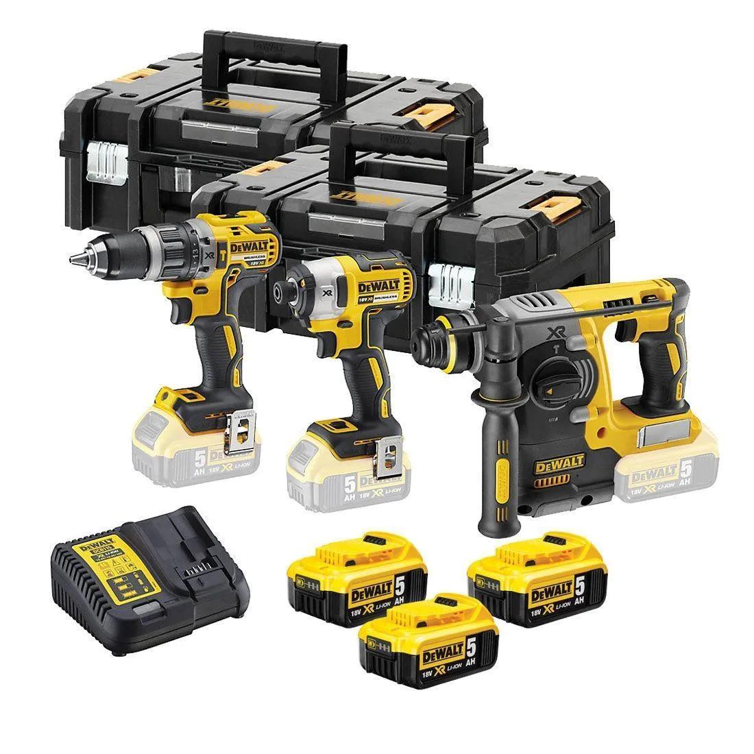 DeWALT DCK368P3T 18V XR 3 Piece TSTAK Kit With 3 x 5.0Ah Batteries
