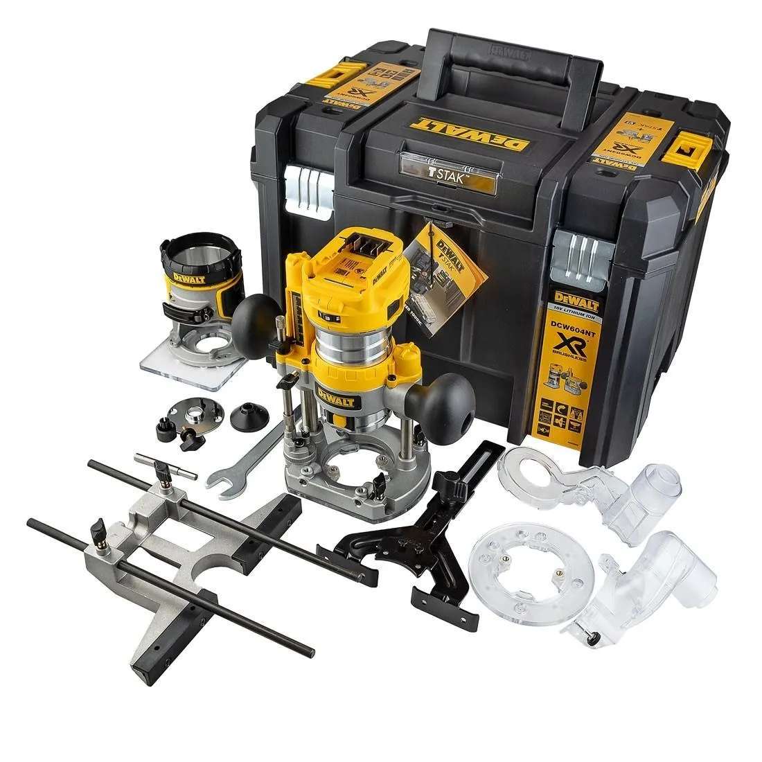 DeWALT DCW604NT 18V 1/4" Cordless Router (Body)+ Plunge Base & Case