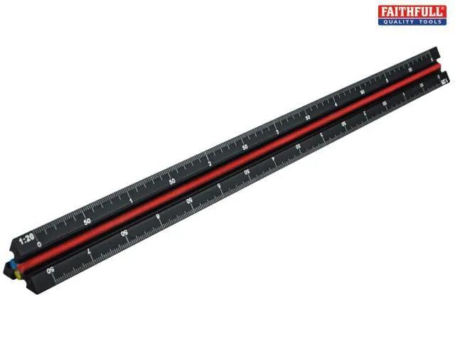 Faithfull Prestige Tri-Scale Engineer Rule Black Aluminium 3