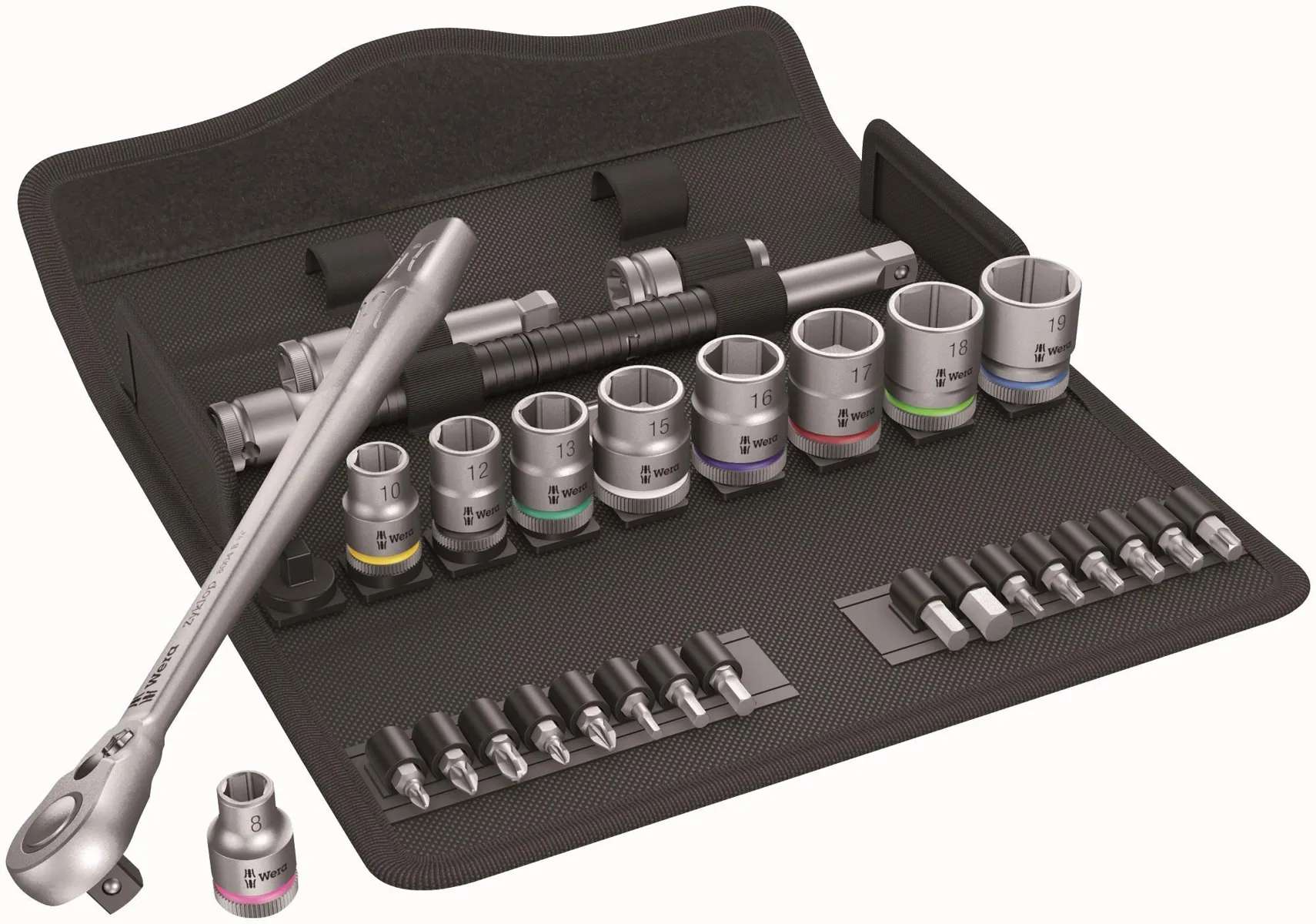 Wera 8100 SB 8 Zyklop Switch Slim 3/8" Ratchet, Metric Socket & Bit 29 Piece Set