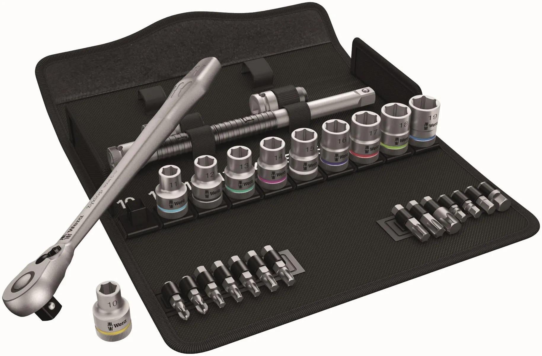 Wera 8100 SC 8 Zyklop Switch Slim 1/2" Ratchet, Metric Socket & Bit 28 Piece Set