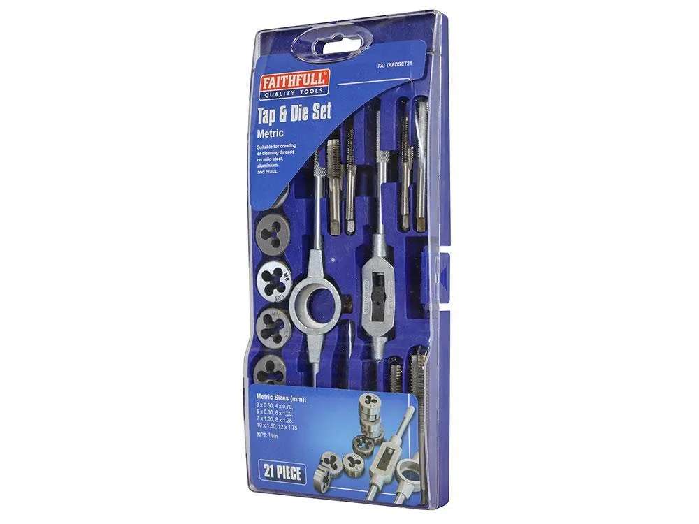 Faithfull Metric Tap & Die Carbon Steel 21 Piece Set
