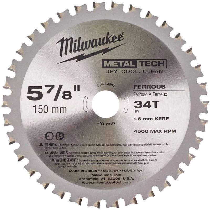 Milwaukee 48404080 Metal Circular Saw Blade 150mm x 20mm x 34T